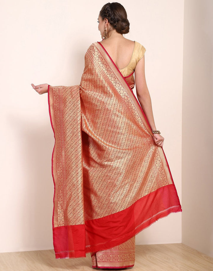 MBZ Meena Bazaar-Red Banarasi Art Handloom Saree