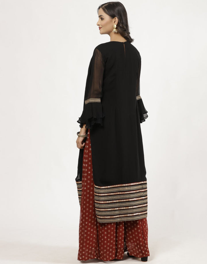 MBZ Meena Bazaar-Beautiful Navy Blue Georgette Salwaar Kameez Stitched Suit