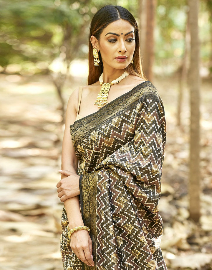 MBZ Meena Bazaar-Printed Art HAndloom Saree