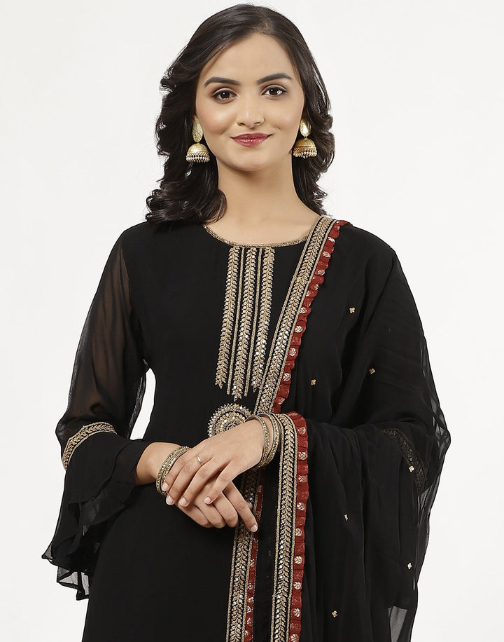 MBZ Meena Bazaar-Beautiful Navy Blue Georgette Salwaar Kameez Stitched Suit