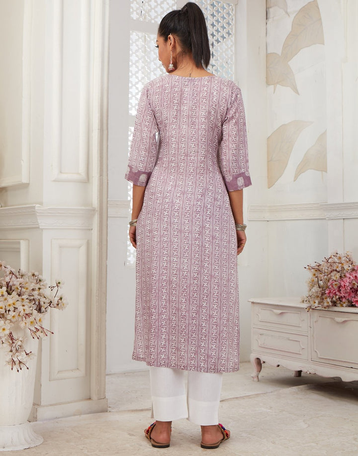 MBZ Meena Bazaar-Mauve Cotton Kurti