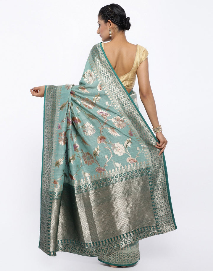 MBZ Meena Bazaar-Grey Banarasi Woven Saree