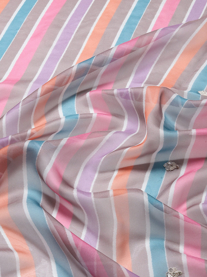 Abstract Sequence Printed Organza Saree - Meena Bazaar