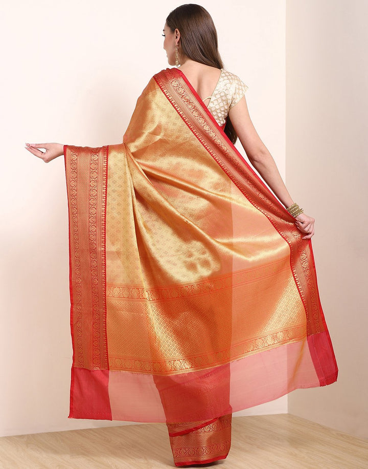 MBZ Meena Bazaar-Yellow Cotton Woven Saree