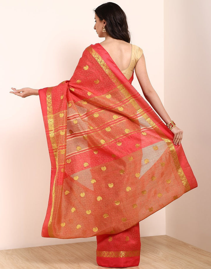 MBZ Meena Bazaar-Green Art Handloom Saree