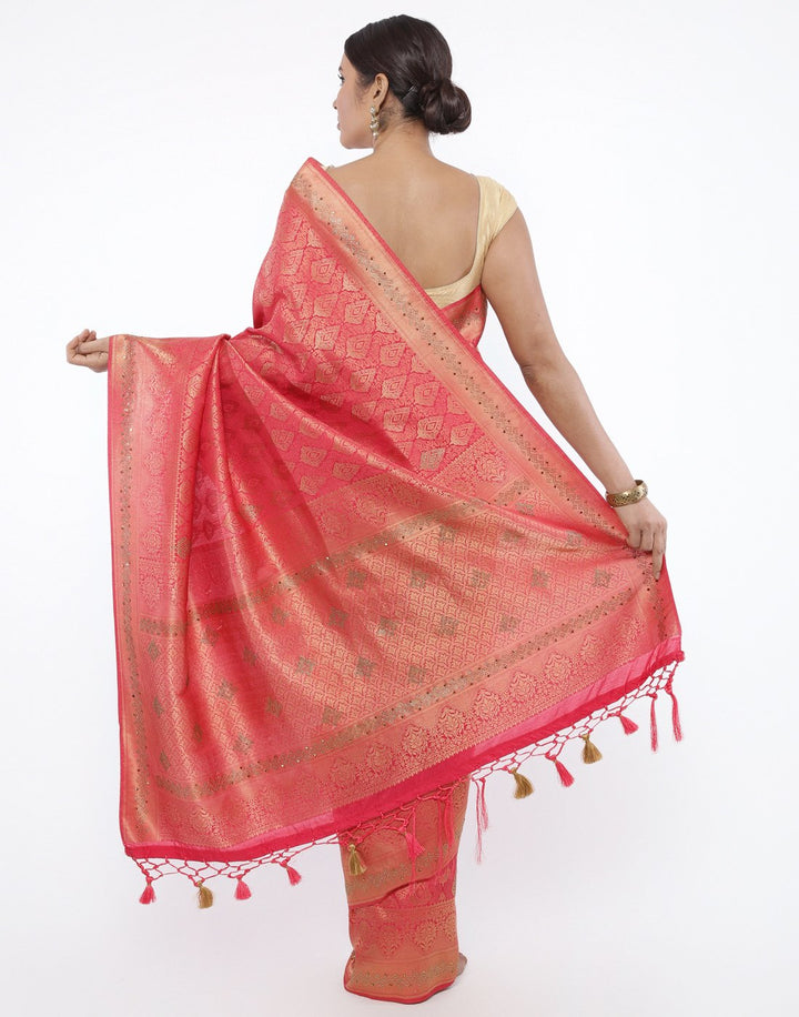 MBZ Meena Bazaar-Art Handloom Embroidery Saree