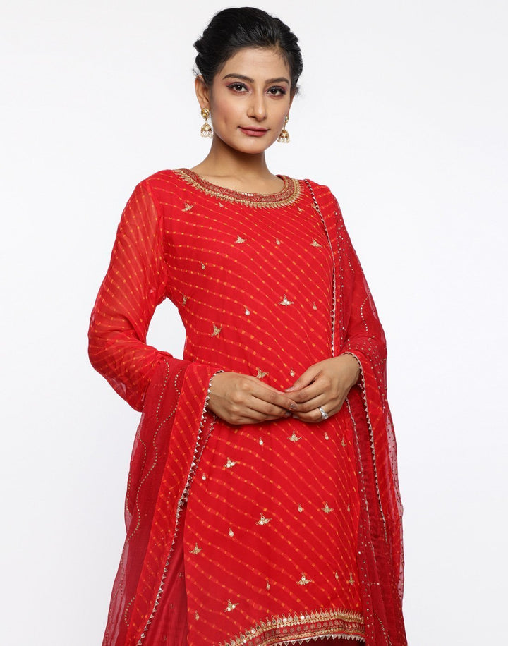 MBZ Meena Bazaar-Red Georgette Stitched Laacha