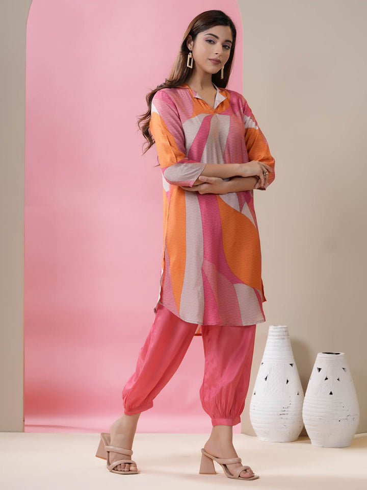 Printed Muslin Kurti With Afgani Pants