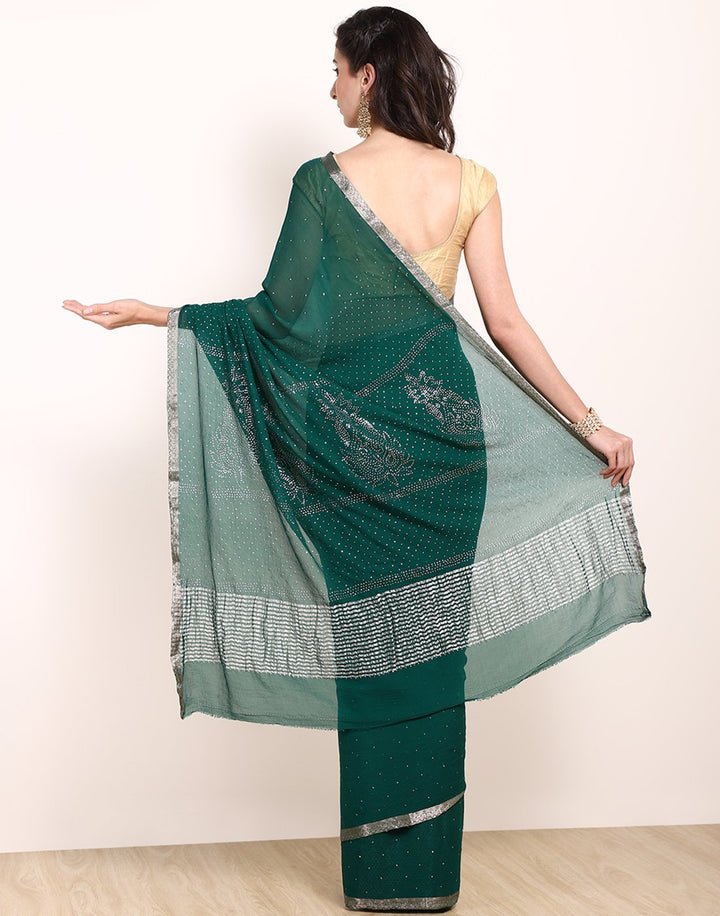 MBZ Meena Bazaar-Maroon Chiffon Saree