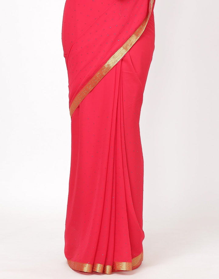 MBZ Meena Bazaar-Hot Pink Art Chiffon Saree