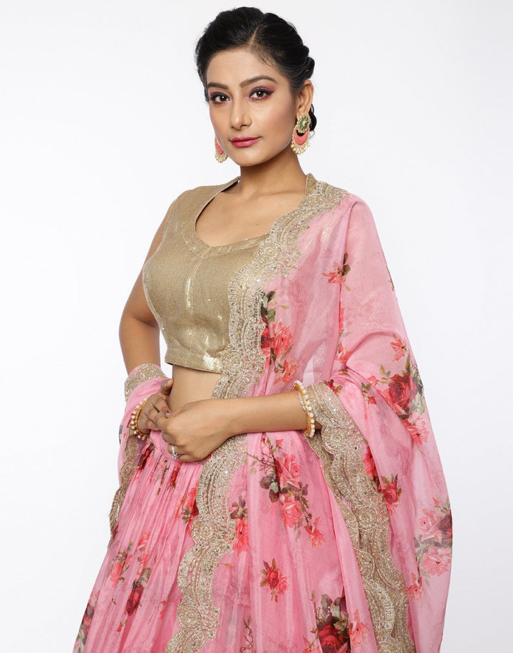 MBZ Meena Bazaar-Mustard Organza Kora Laacha