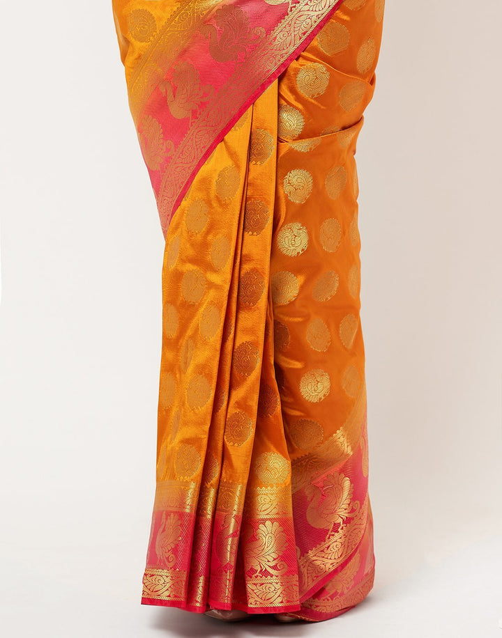 MBZ Meena Bazaar-Mustard Art Handloom Saree