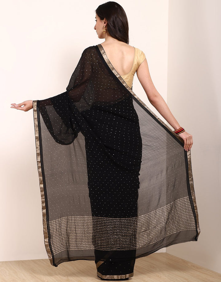 MBZ Meena Bazaar-Maroon Chiffon Saree
