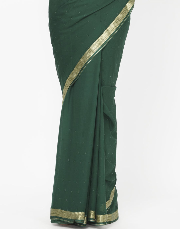 MBZ Meena Bazaar-Green Chiffon Saree