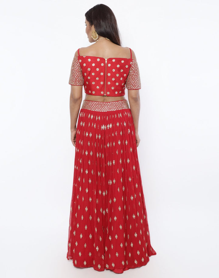 MBZ Meena Bazaar-Elegant Rani Georgette Stitched Lehenga with Net Mustard Dupatta