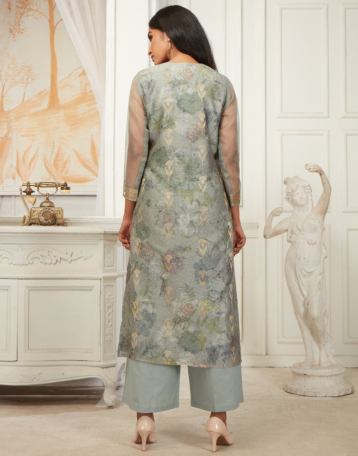 MBZ Meena Bazaar-Elegant Cotton Chanderi Kurti with Plazzo