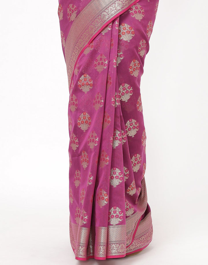 MBZ Meena Bazaar-Navy Blue Cotton Woven Saree