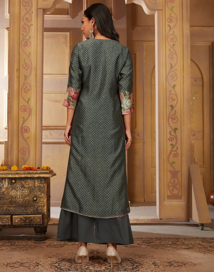 MBZ Meena Bazaar-Cotton Chanderi Kurti with Palazzo
