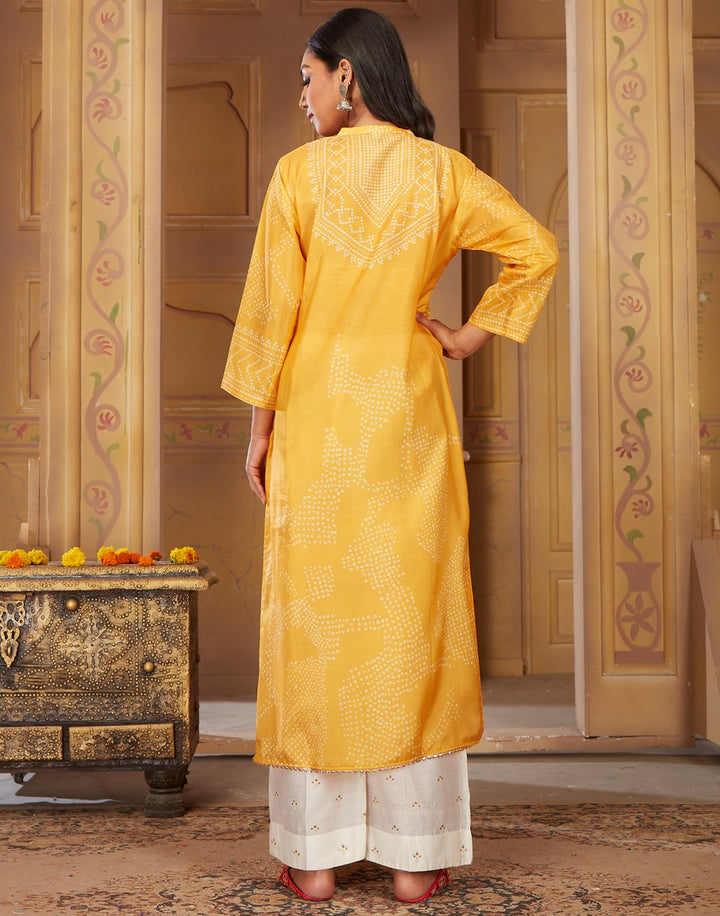 MBZ Meena Bazaar-Yellow Cotton Kurti
