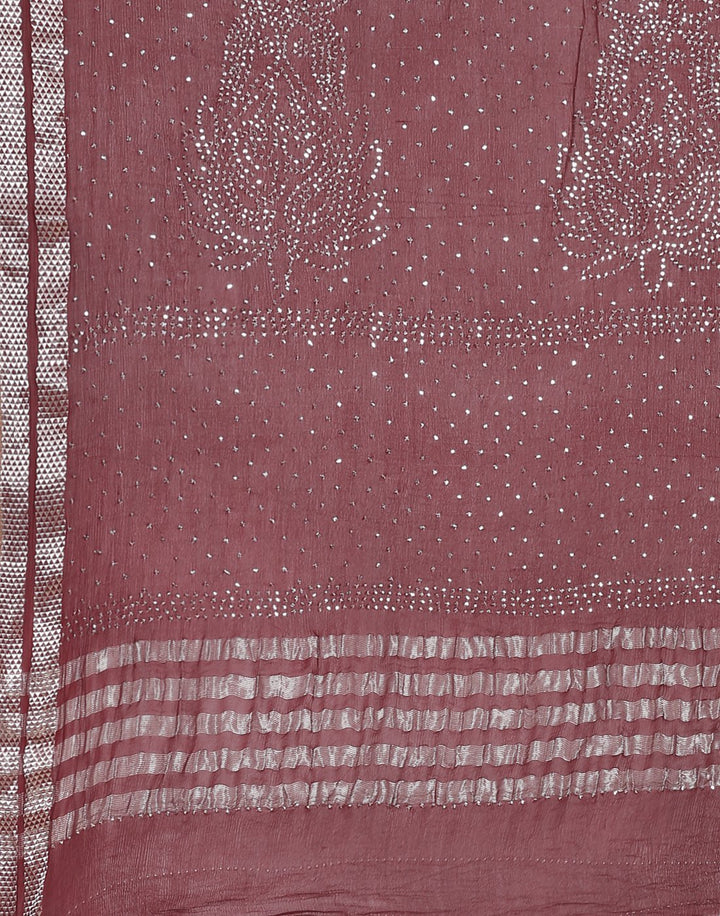 MBZ Meena Bazaar-Maroon Chiffon Saree