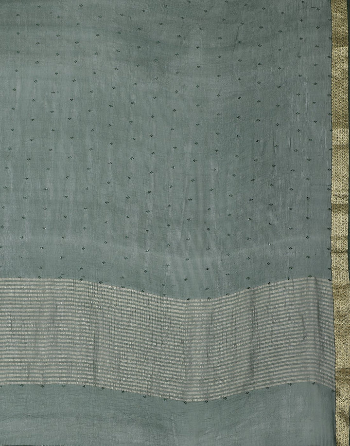MBZ Meena Bazaar-Green Chiffon Saree