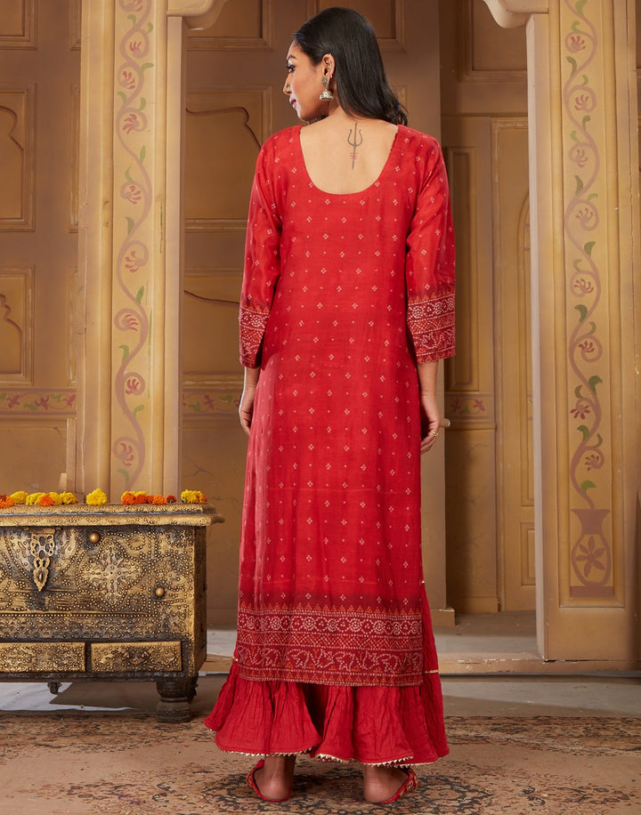 MBZ Meena Bazaar-Blue Cotton Chanderi Kurti