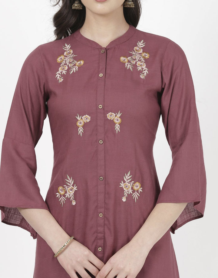MBZ Meena Bazaar-Wine Cotton Kurti