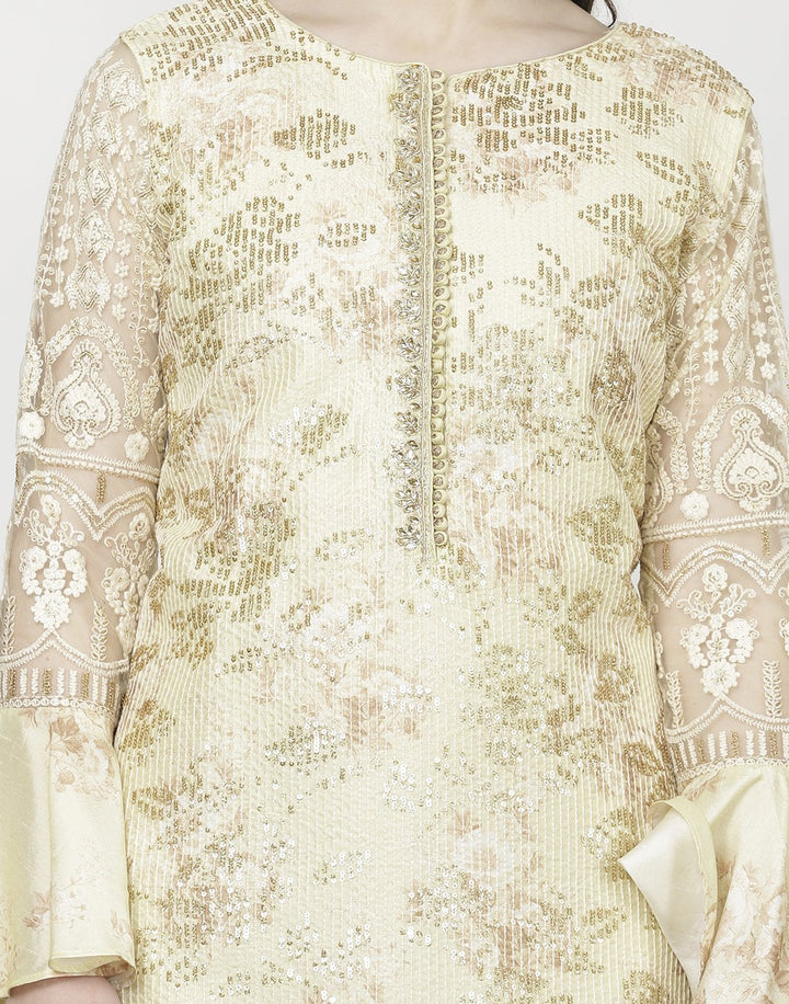 MBZ Meena Bazaar-Lemon Cotton Chanderi Salwar Kameez