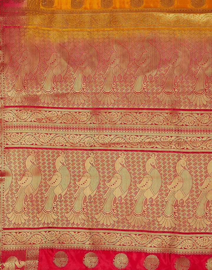 MBZ Meena Bazaar-Mustard Art Handloom Saree