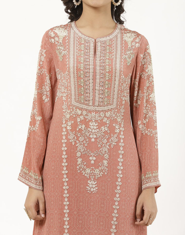 MBZ Meena Bazaar-Mustard Digital Printed Crepe Salwaar Kameez Stitched Suit