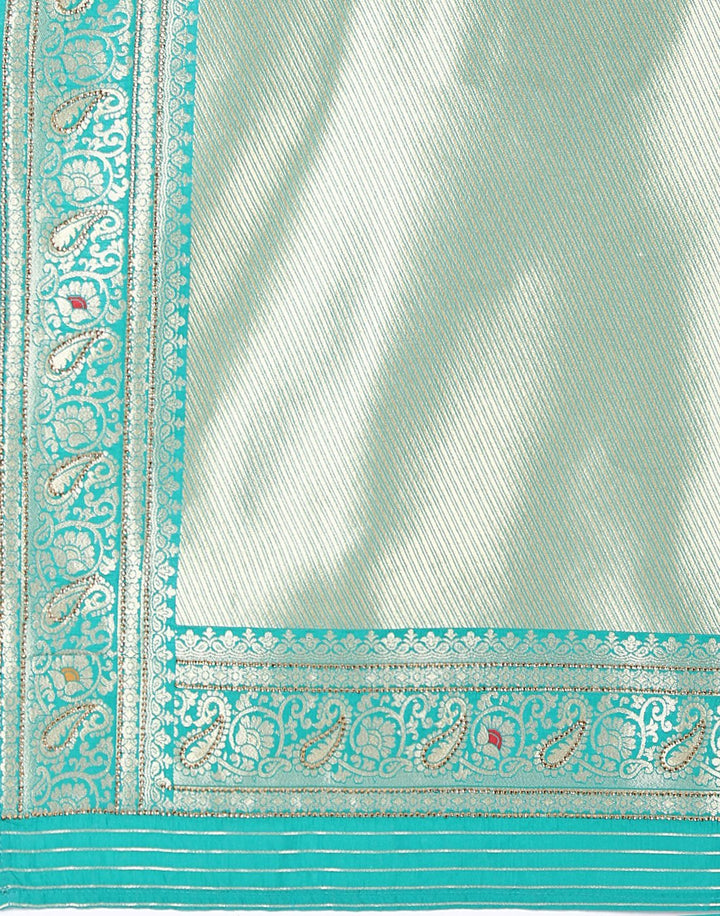 MBZ Meena Bazaar-Orange Banarasi Art Handloom Saree