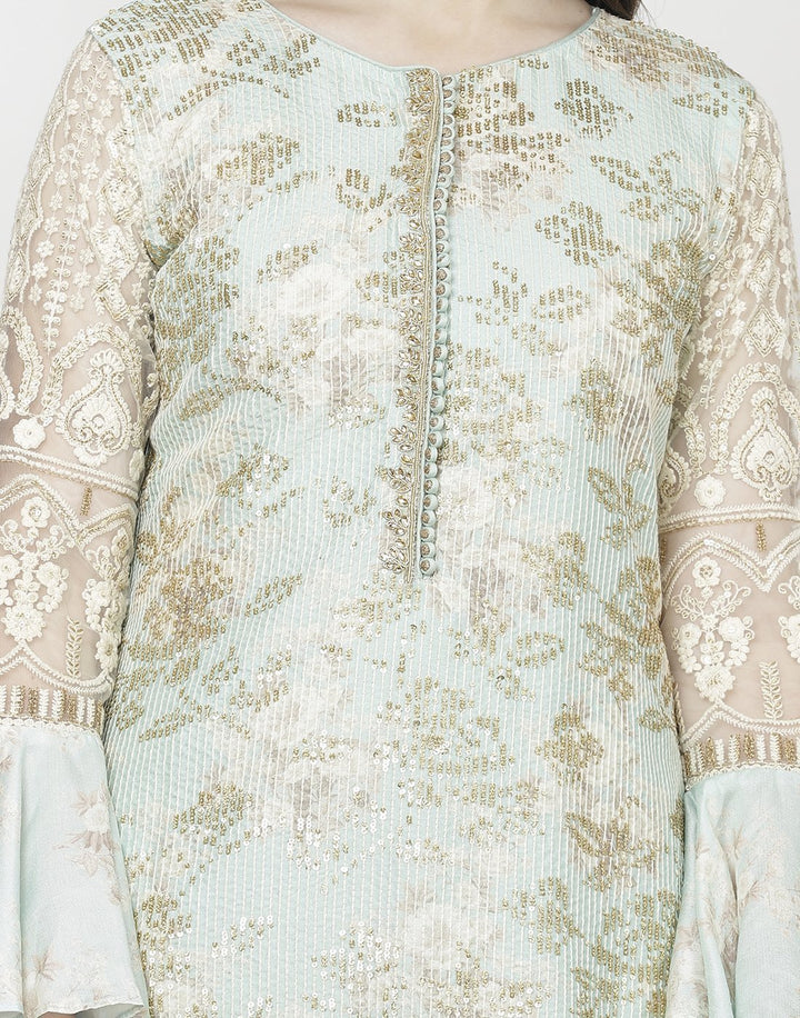 MBZ Meena Bazaar-Lemon Cotton Chanderi Salwar Kameez