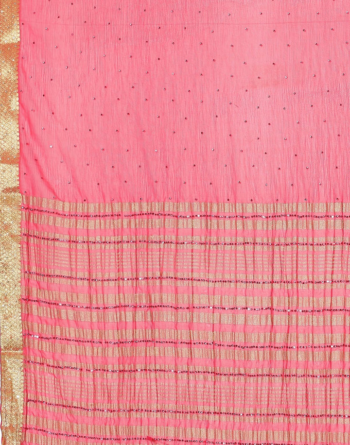 MBZ Meena Bazaar-Hot Pink Art Chiffon Saree