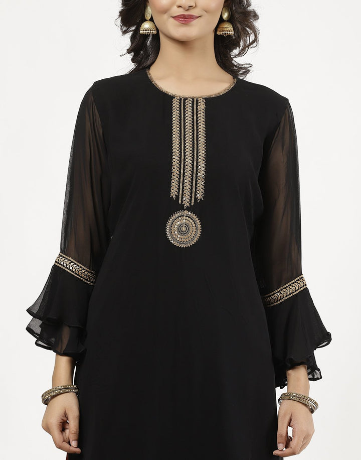 MBZ Meena Bazaar-Beautiful Navy Blue Georgette Salwaar Kameez Stitched Suit