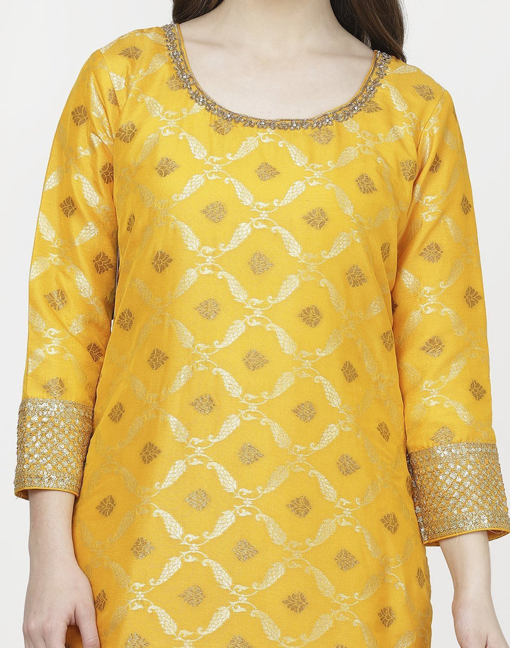 MBZ Meena Bazaar-Orange Art Handloom Salwar Kameez