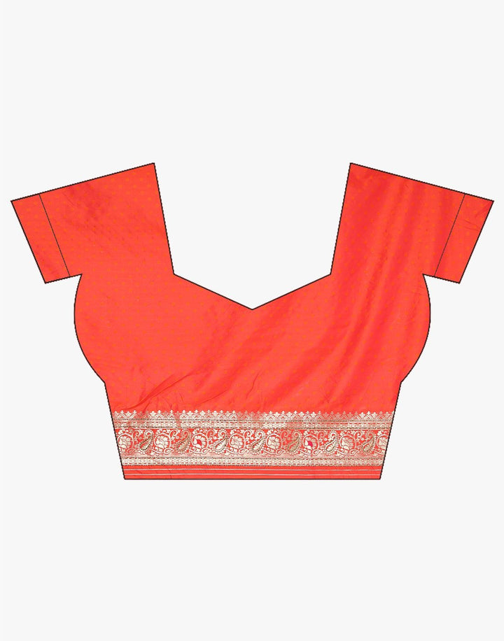 MBZ Meena Bazaar-Orange Banarasi Art Handloom Saree