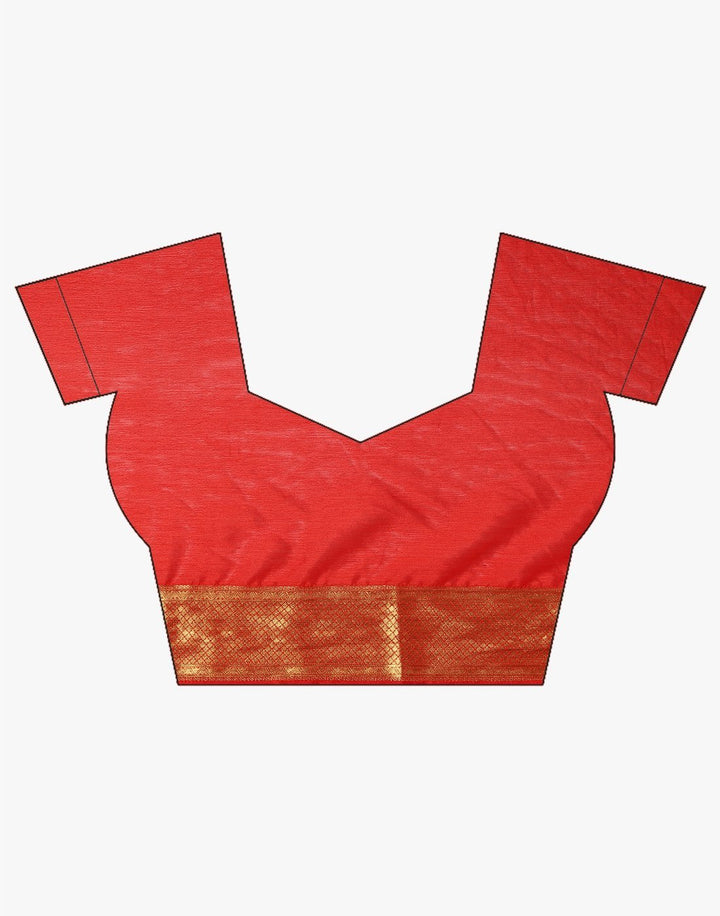 MBZ Meena Bazaar-Red Art Crepe Saree