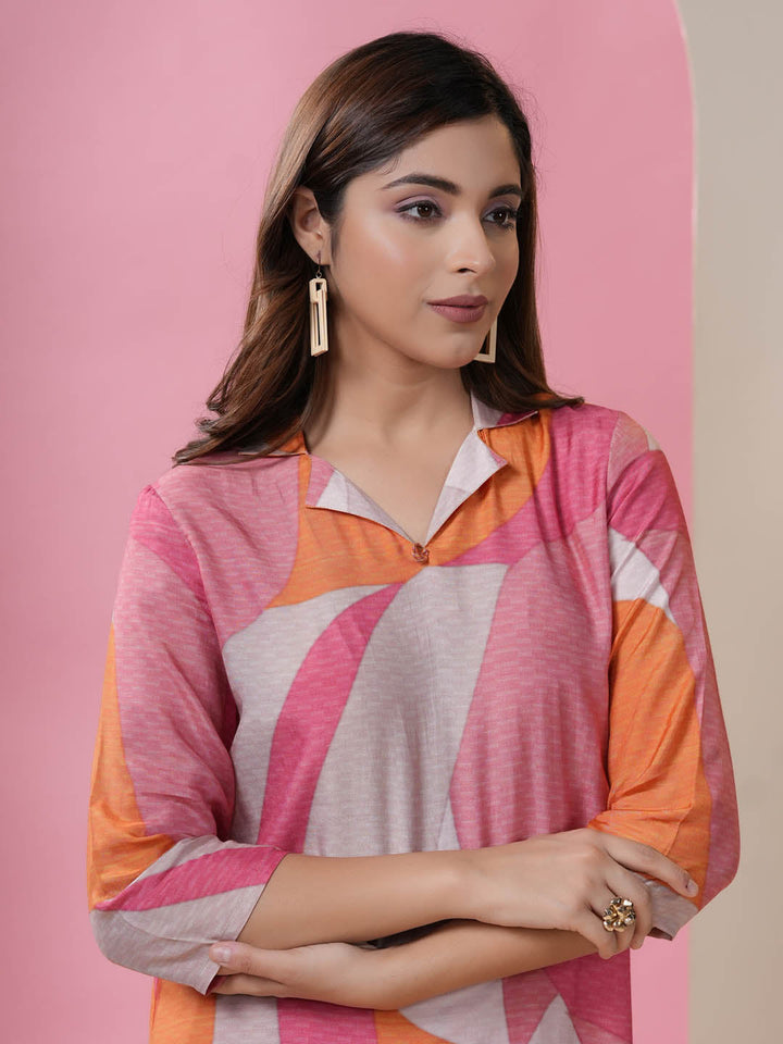 Printed Muslin Kurti With Afgani Pants