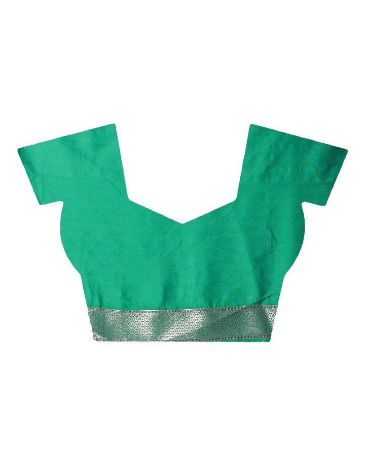 MBZ Meena Bazaar-Green Banarasi Woven Saree