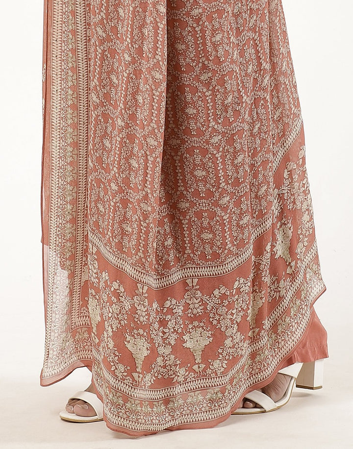 MBZ Meena Bazaar-Mustard Digital Printed Crepe Salwaar Kameez Stitched Suit