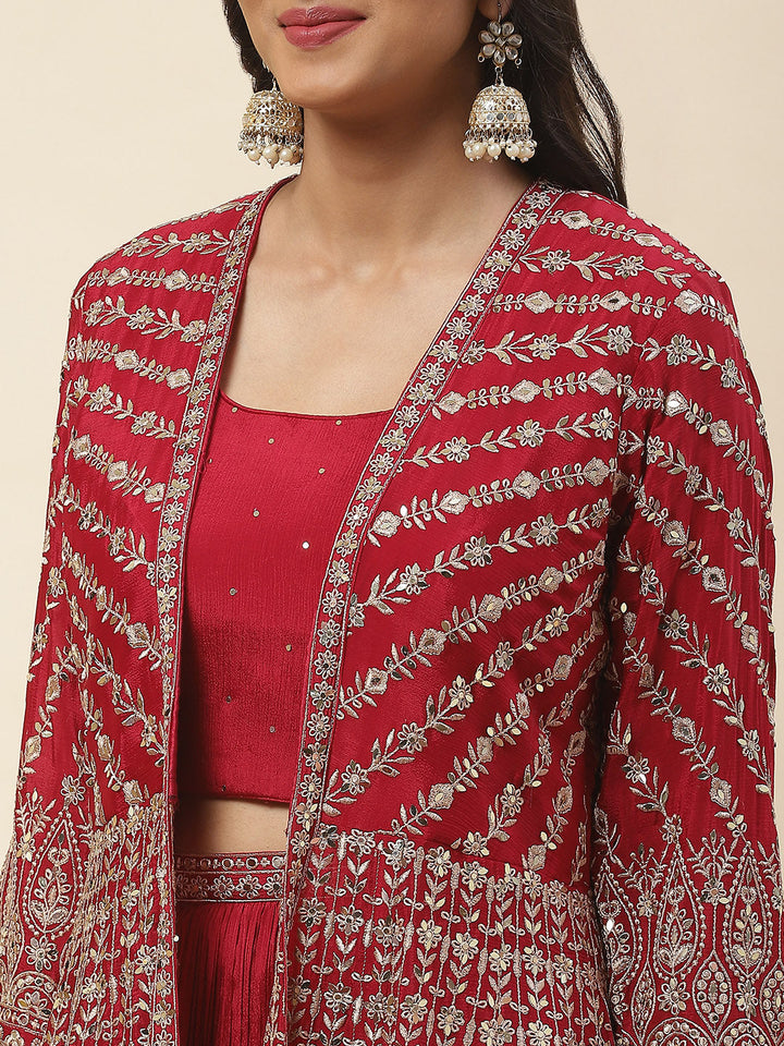 Sequin Embroidery Crepe Lehenga Choli with jacket