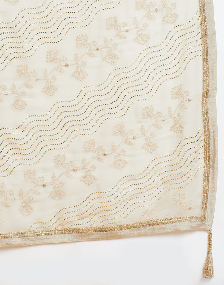 MBZ Meena Bazaar-Beige Cotton Chanderi Salwar Kameez