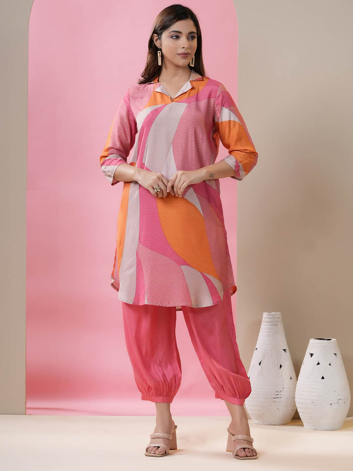 Printed Muslin Kurti With Afgani Pants