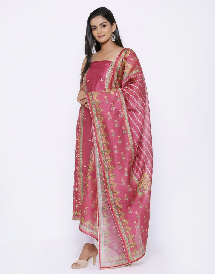 MBZ Meena Bazaar-Chanderi Suit Set with Chanderi Printed Dupatta