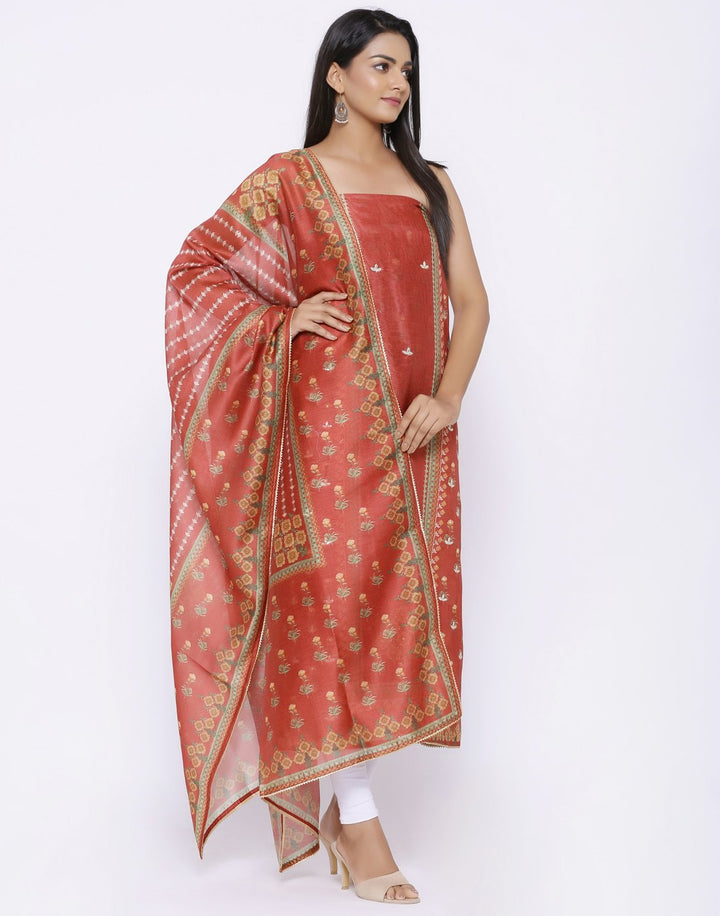 MBZ Meena Bazaar-Chanderi Suit Set with Chanderi Printed Dupatta