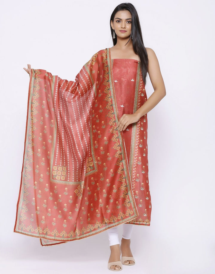 MBZ Meena Bazaar-Chanderi Suit Set with Chanderi Printed Dupatta
