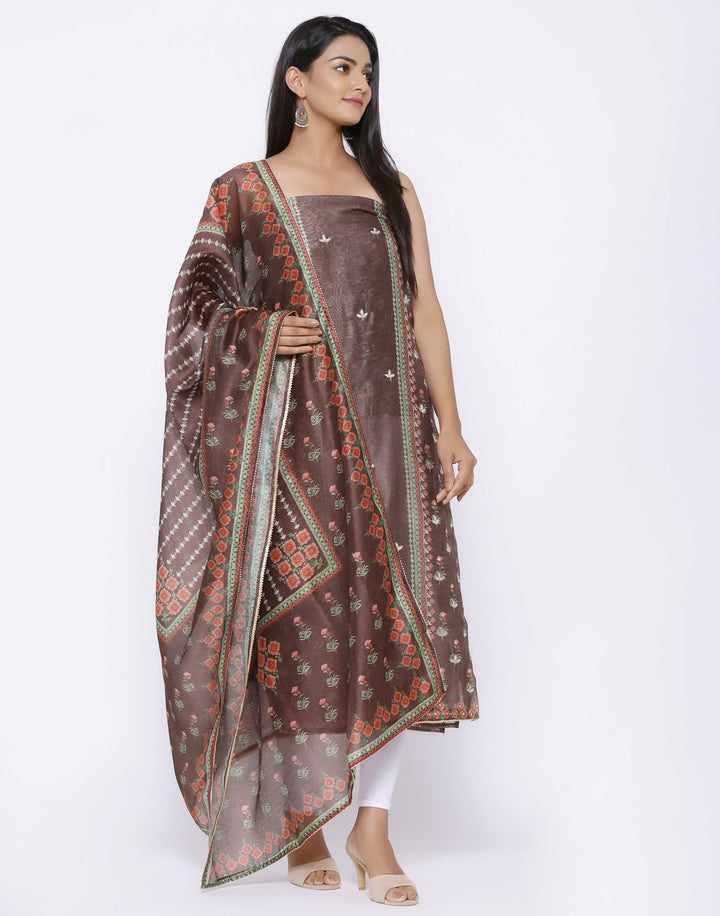 MBZ Meena Bazaar-Chanderi Suit Set with Chanderi Printed Dupatta