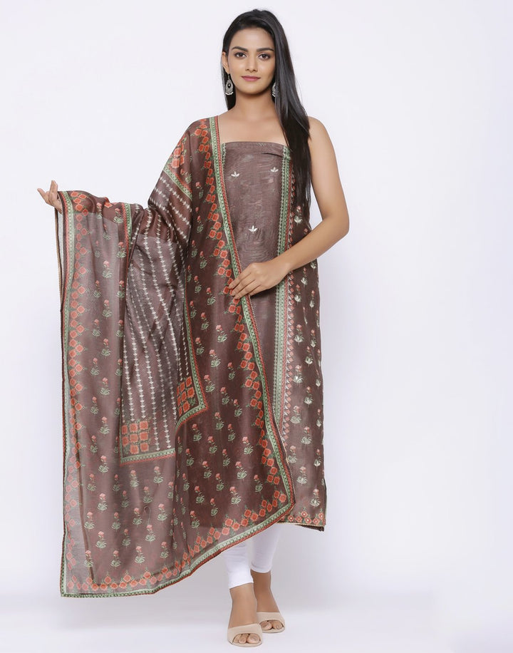 MBZ Meena Bazaar-Chanderi Suit Set with Chanderi Printed Dupatta