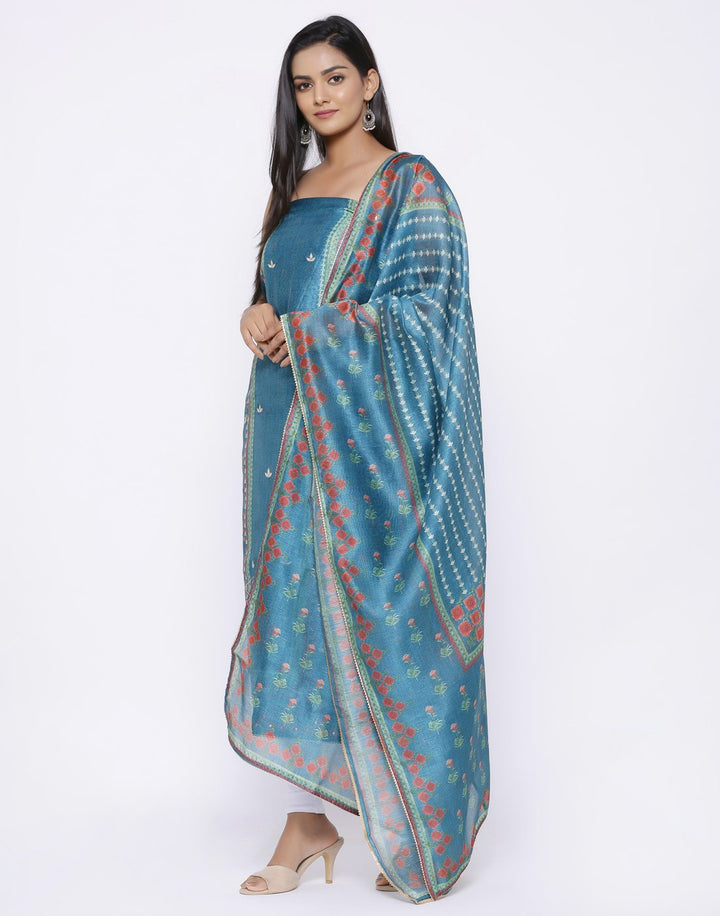 MBZ Meena Bazaar-Chanderi Suit Set with Chanderi Printed Dupatta