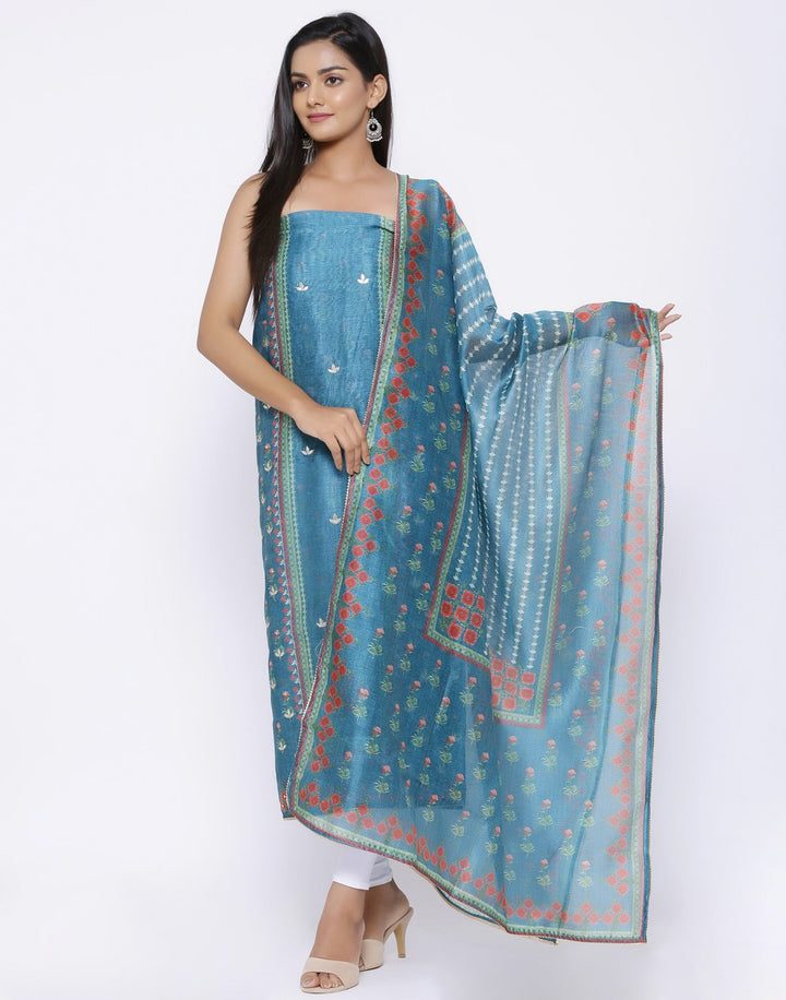 MBZ Meena Bazaar-Chanderi Suit Set with Chanderi Printed Dupatta
